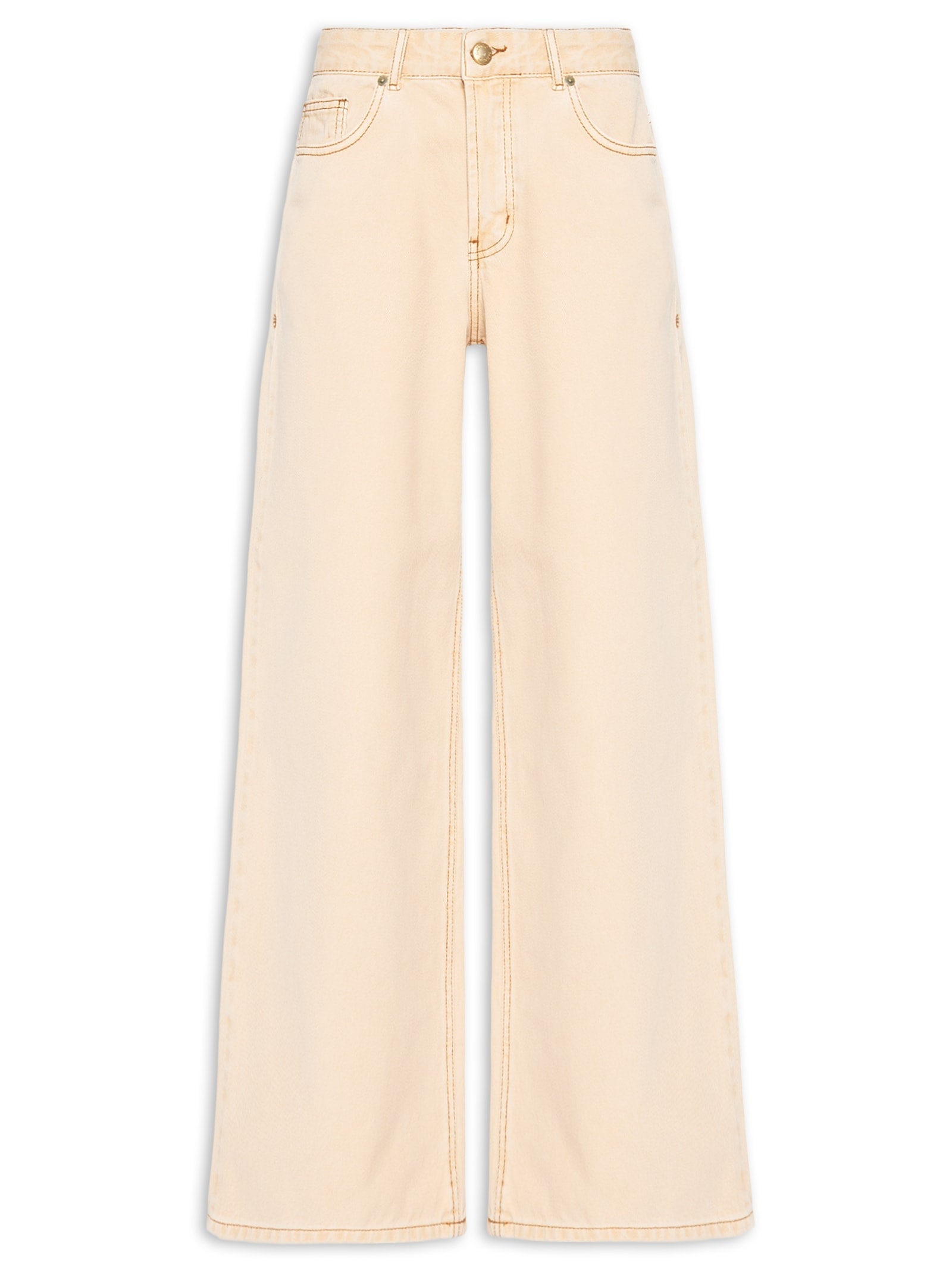 Calça Sarja Wide Faver Bege Farm