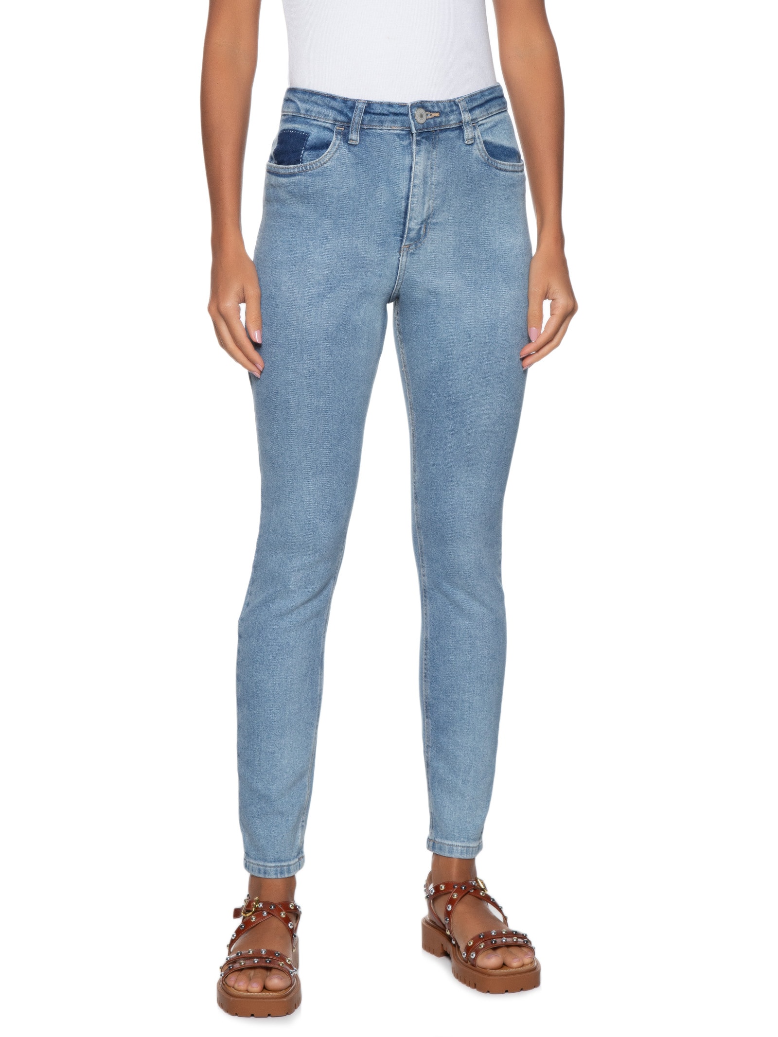 Calça Skinny Feminina Azul Dzarm
