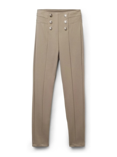 Calça Skinny Sailor Com Botões – Marrom