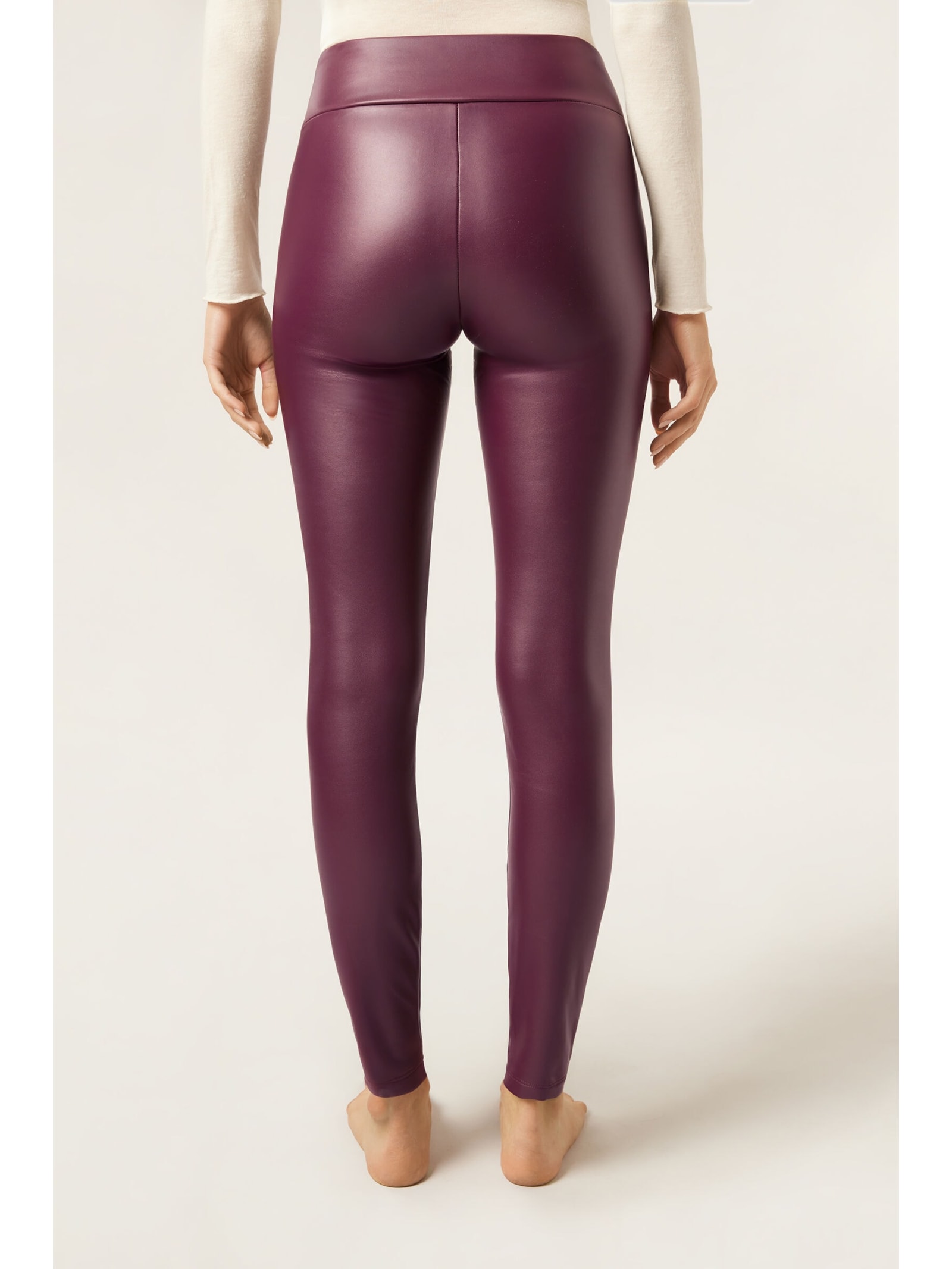 Calça Skinny Térmica Efeito Couro Bordô Calzedonia