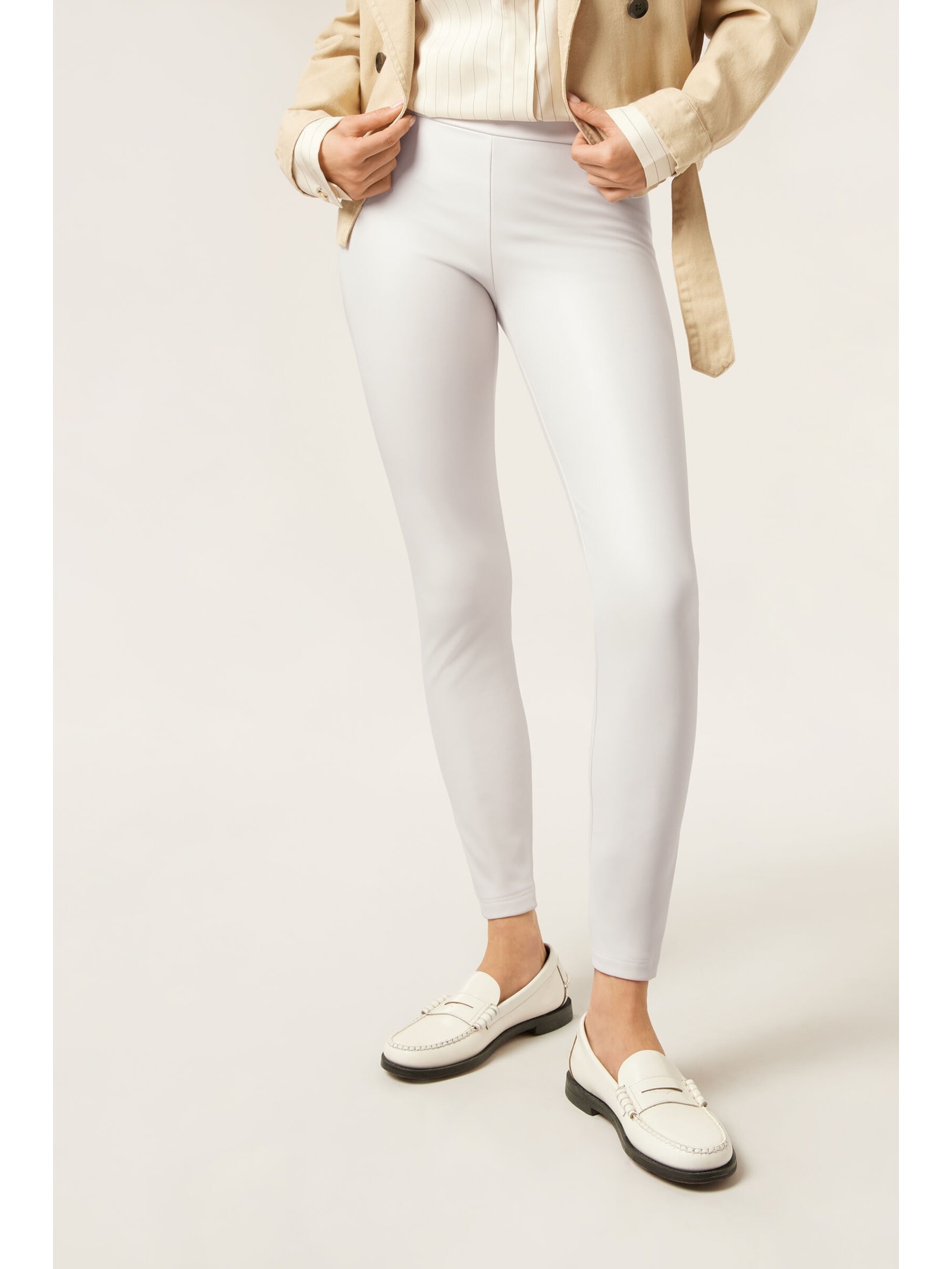 Calça Skinny Térmica Efeito Couro Branco Calzedonia