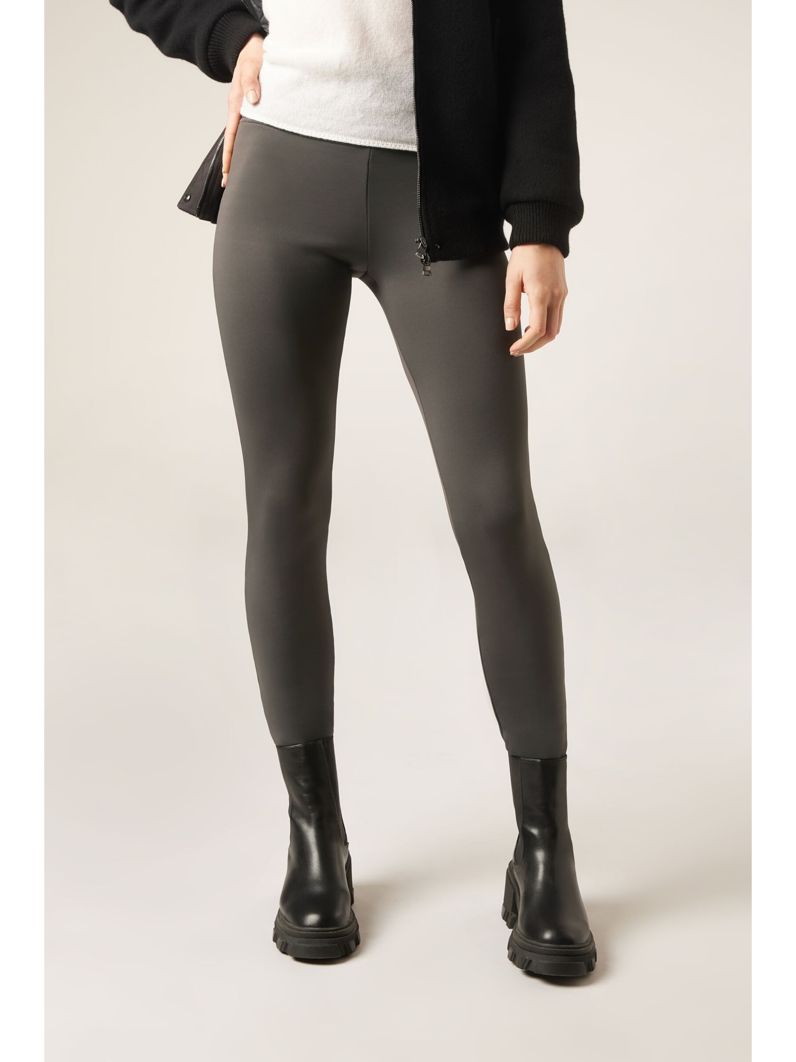 Calça Skinny Ultratérmica Plush Cinza Calzedonia