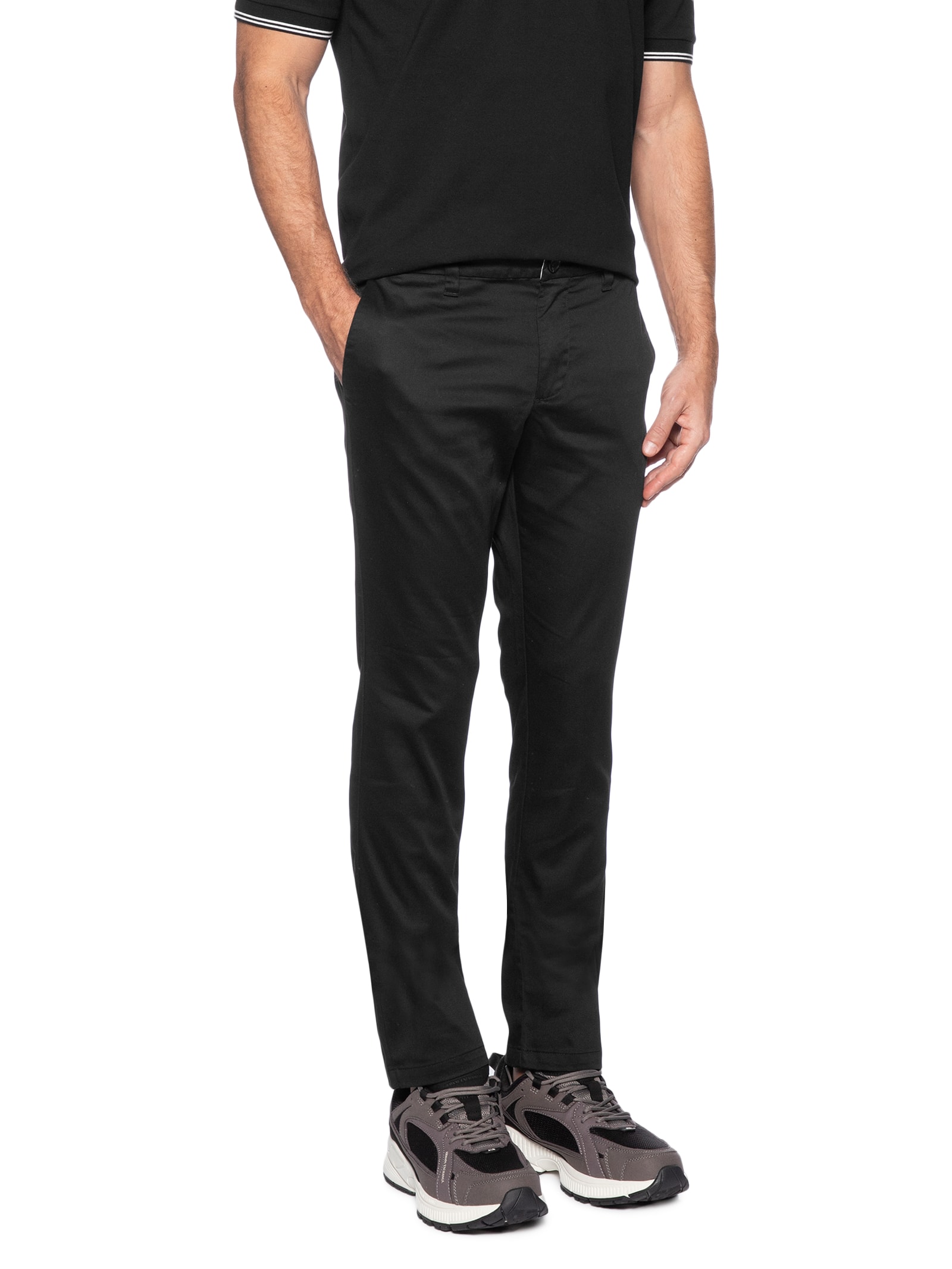 Armani Exchange - Calça Social Masculina Stretch Chino - Preto