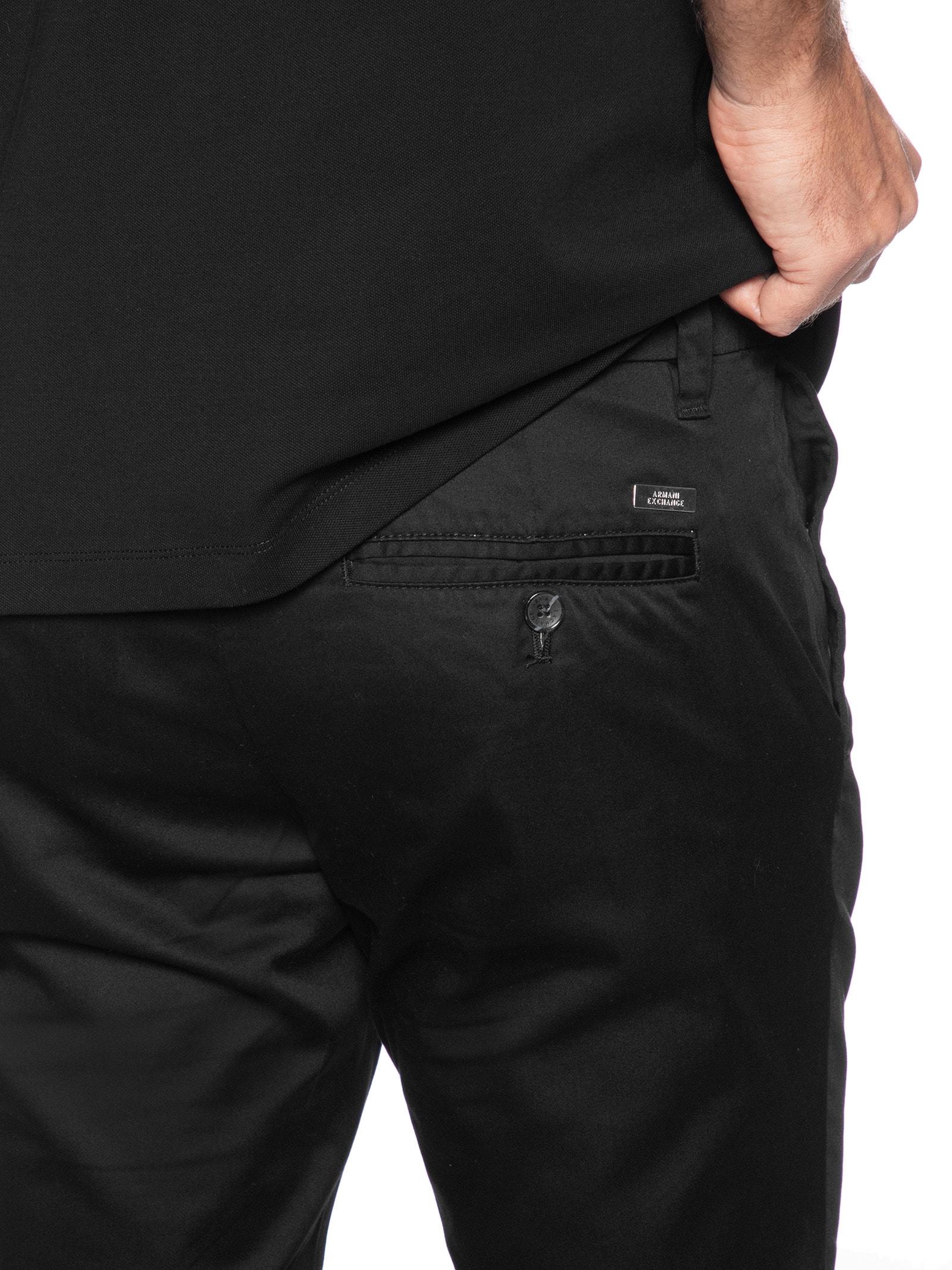 Armani Exchange - Calça Social Masculina Stretch Chino - Preto