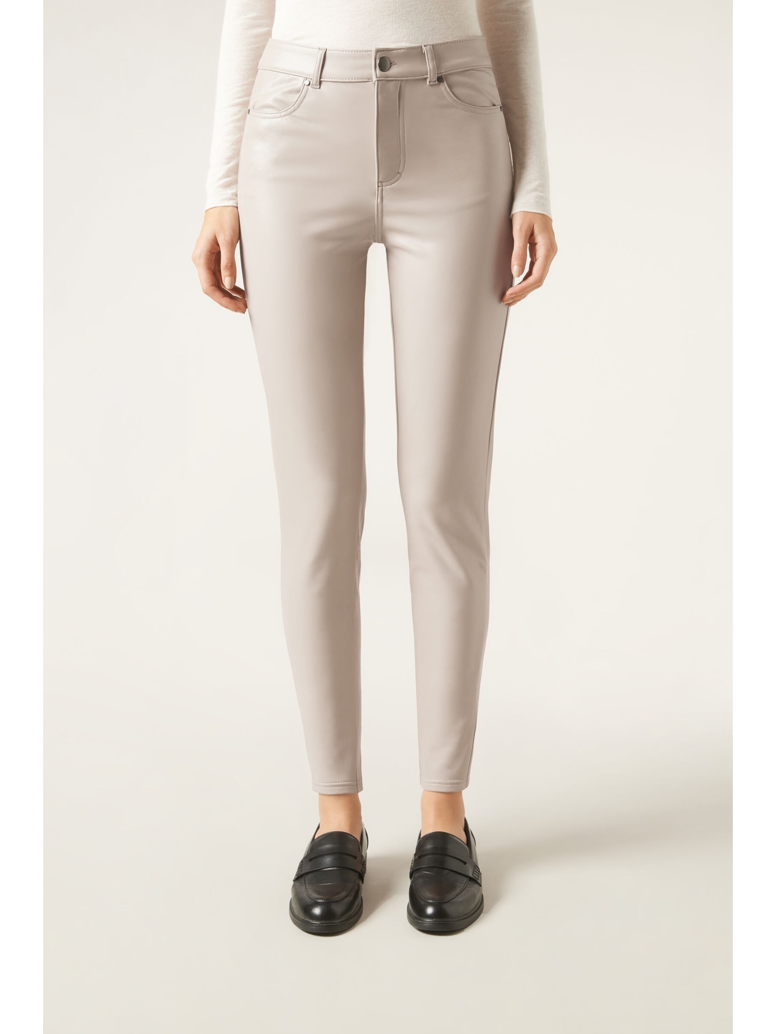 Calça Térmica Efeito Couro Cinza - Main Image