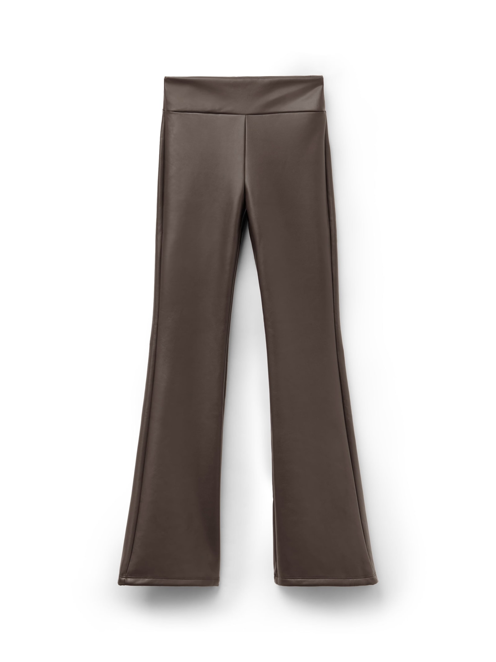 Calça Térmica Flare Com Efeito Couro Marrom Calzedonia