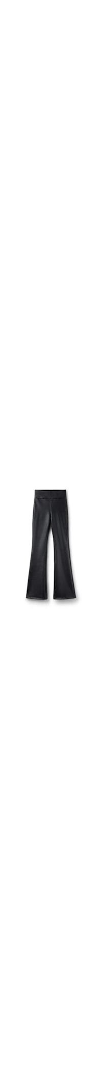 Calça Térmica Flare Com Efeito Couro - Preto