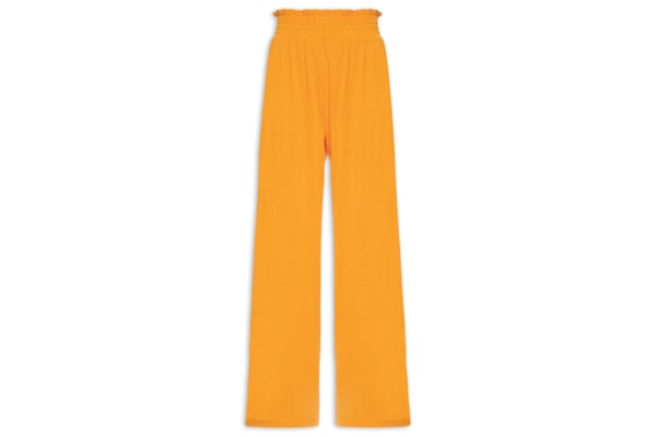 Calça Wide Leg Cintura Alta - Laranja