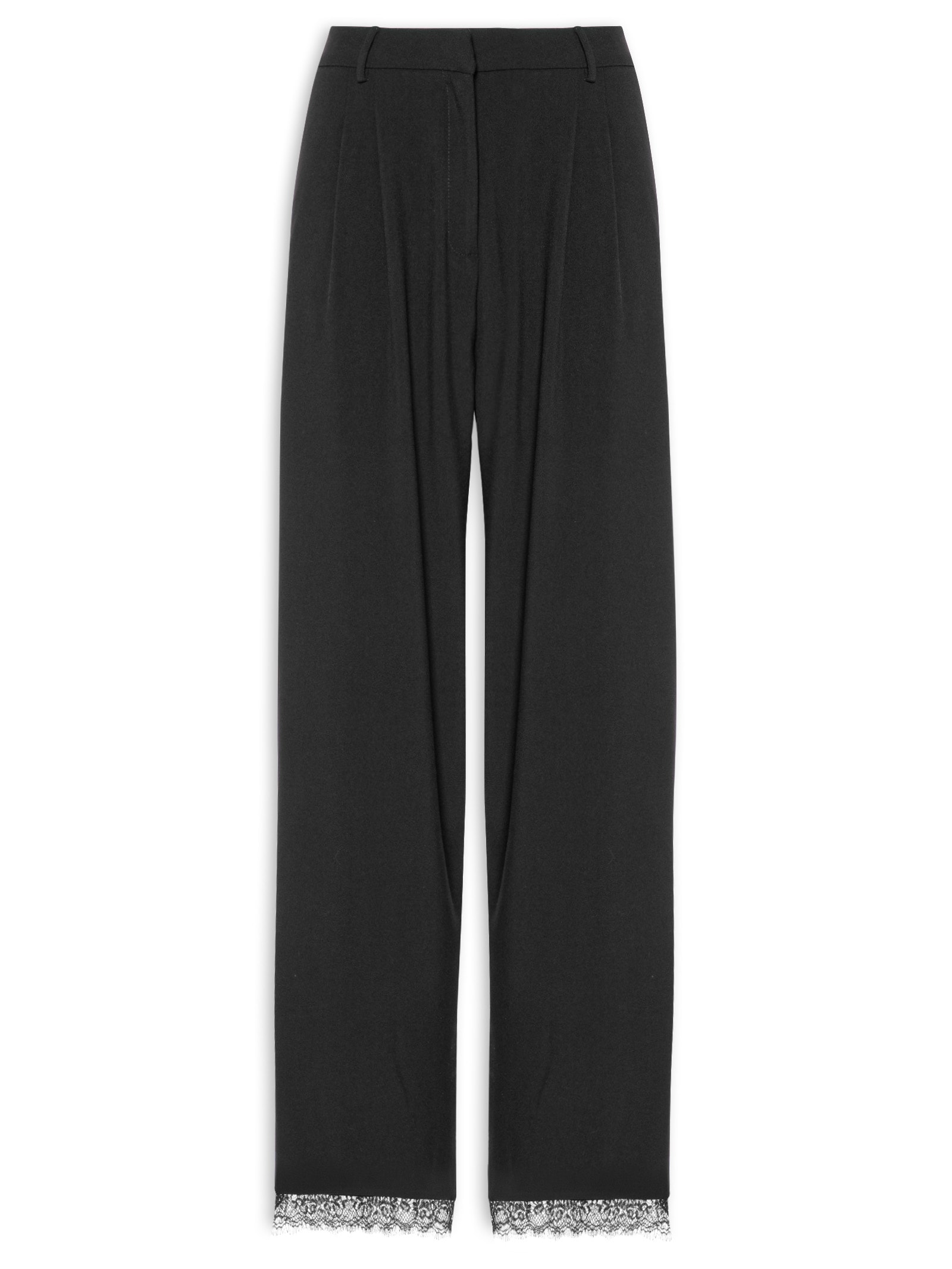 Calça Wide Leg Feminina Cintura Alta Com Renda – Preto Lança Perfume