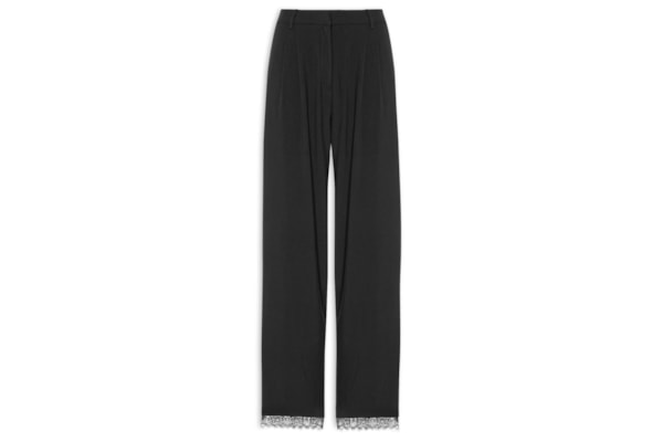 Calça Wide Leg Feminina Cintura Alta Com Renda – Preto