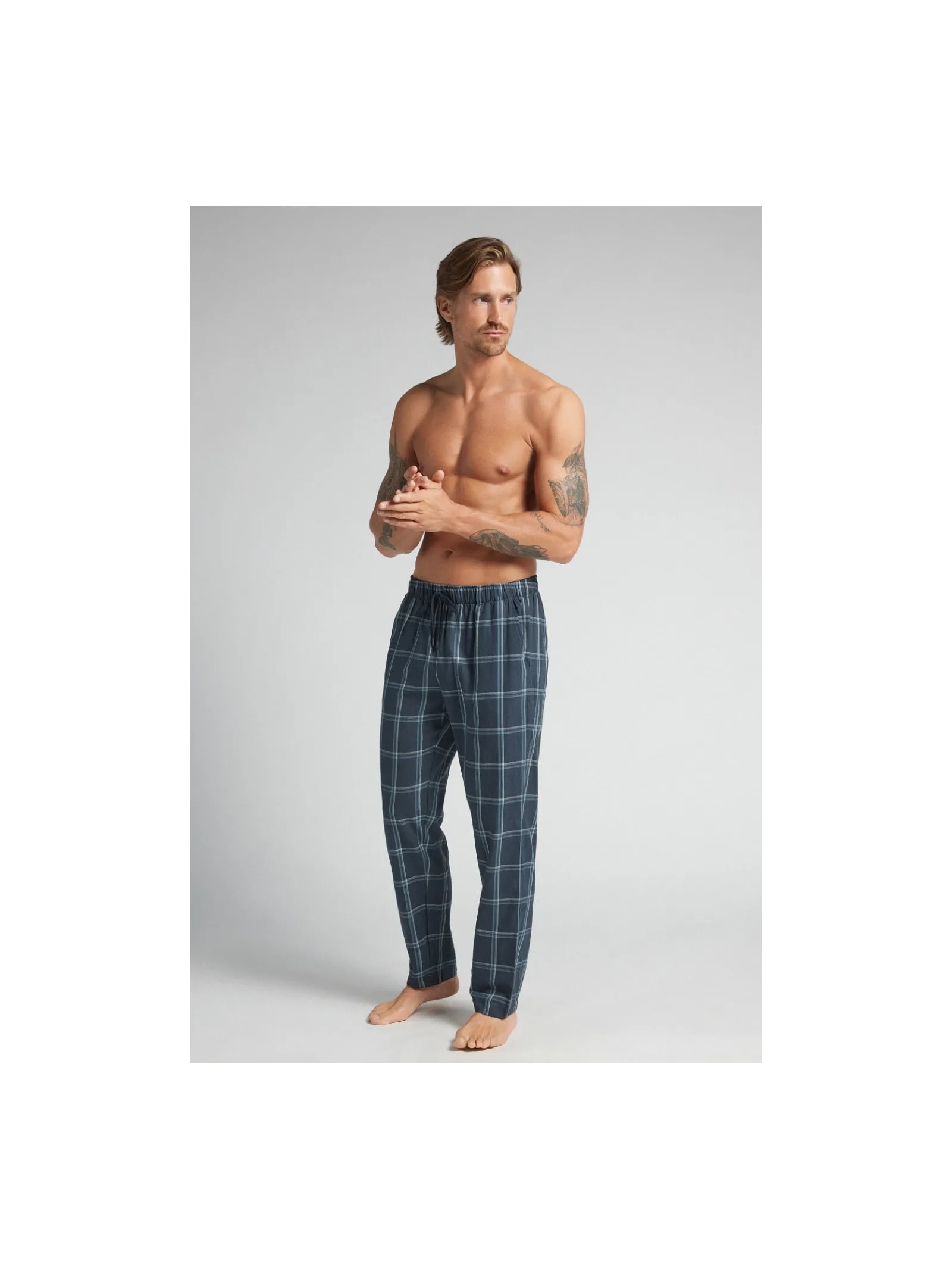 Calça Xadrez Em Algodão Azul Intimissimi