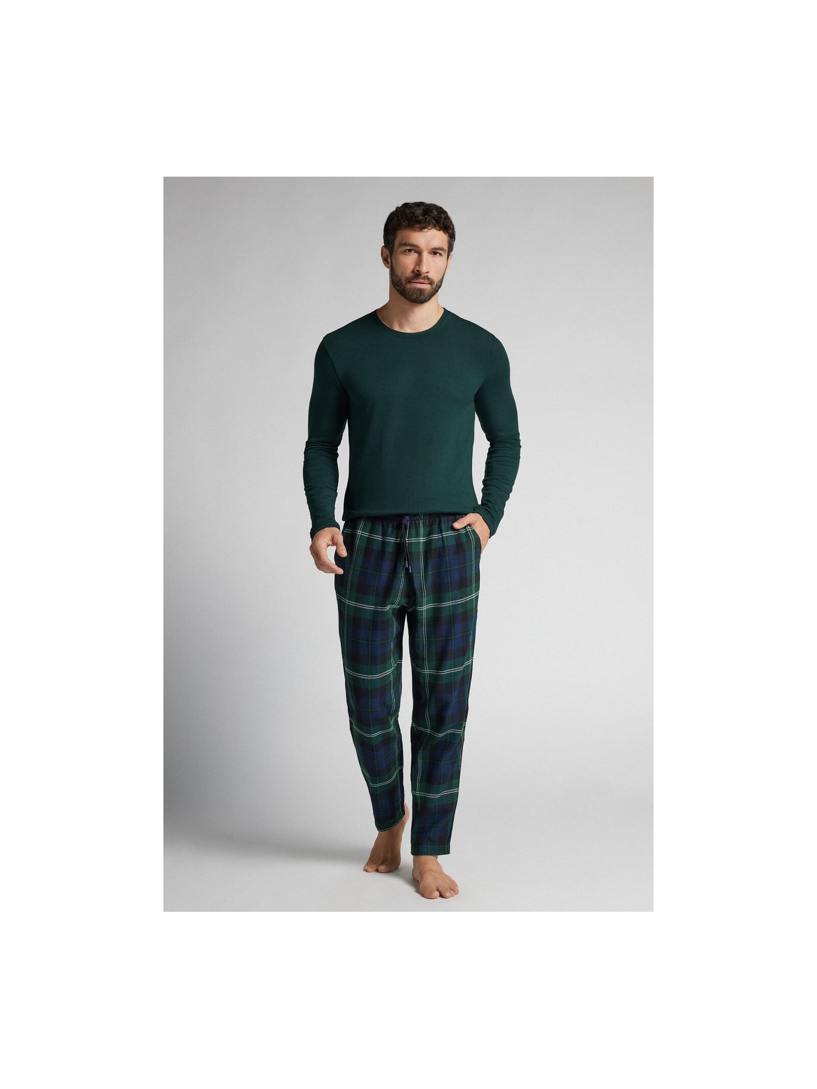 Calça Xadrez Em Algodão Soft Azul Intimissimi