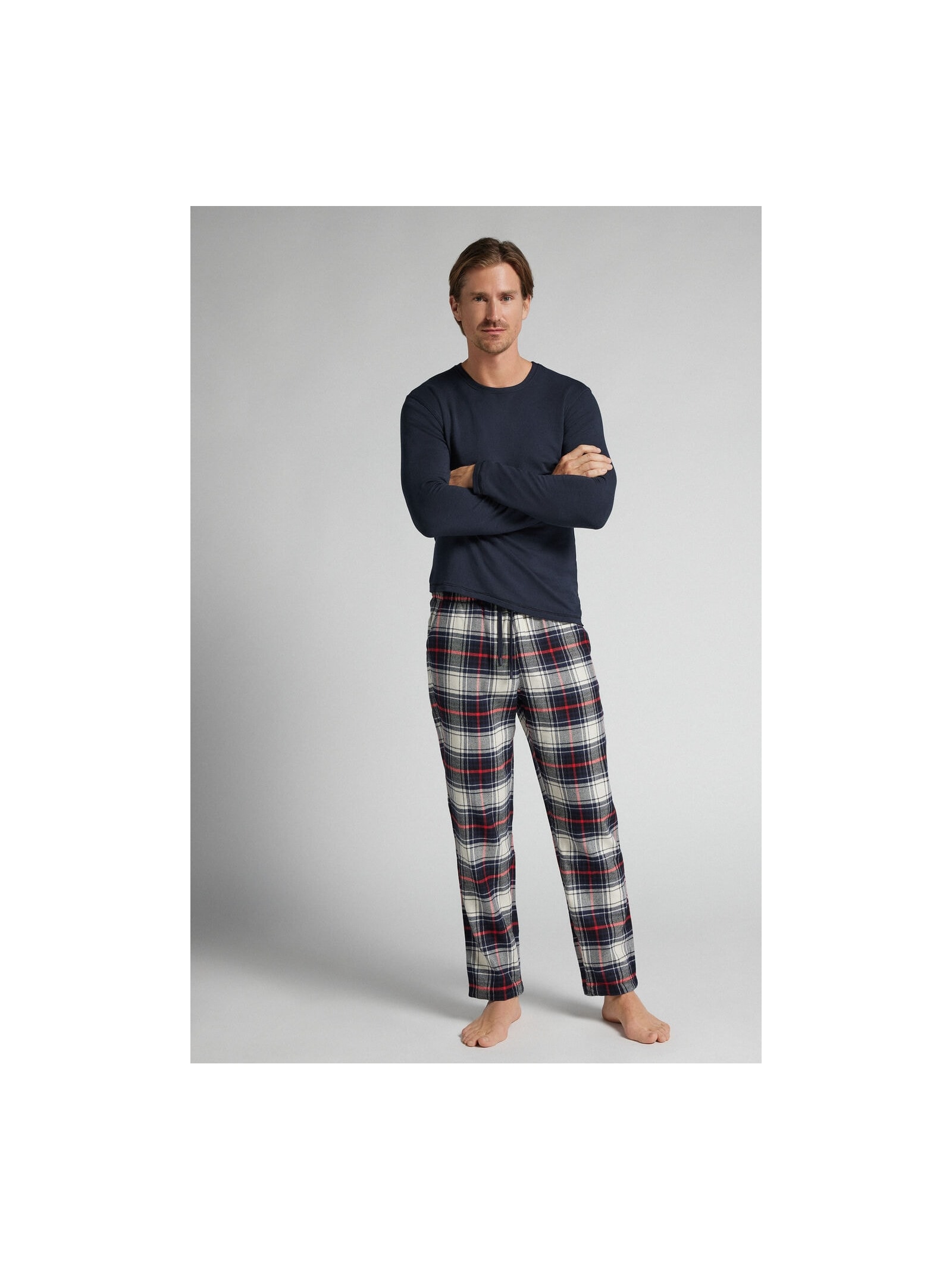 Calça Xadrez Em Algodão Soft Azul Intimissimi