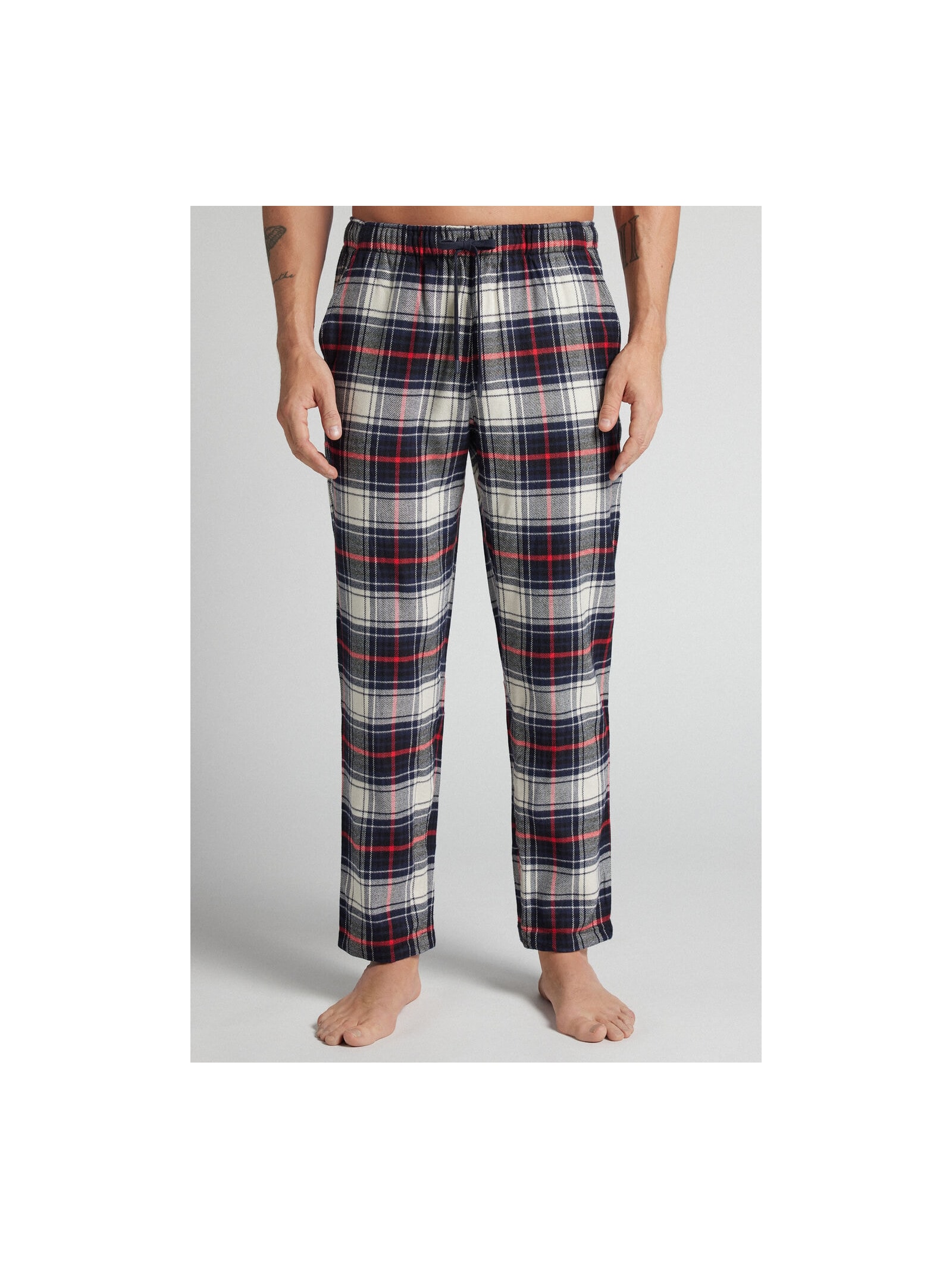 Calça Xadrez Em Algodão Soft Azul Intimissimi