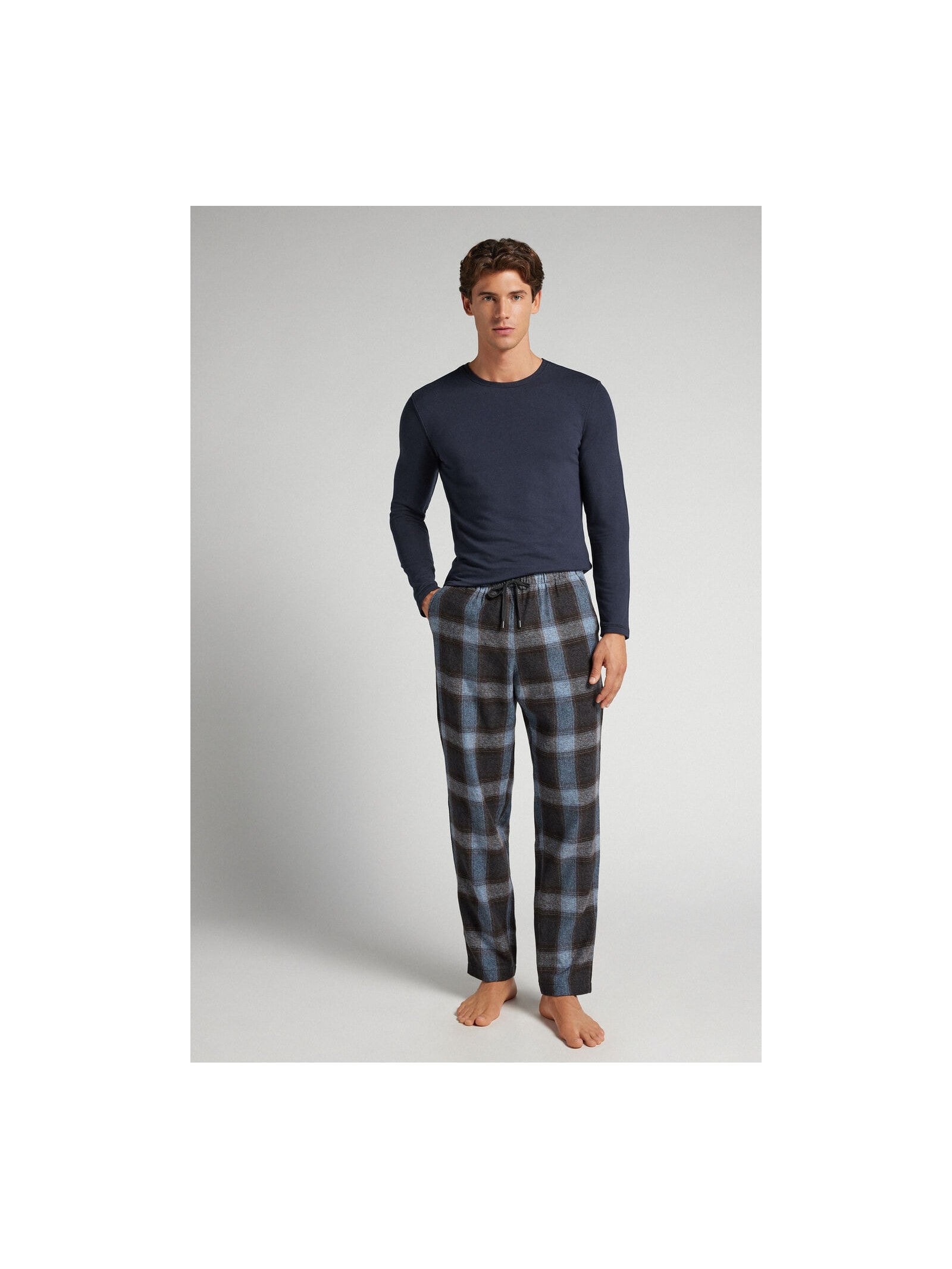 Calça Xadrez Em Algodão Soft Azul Intimissimi