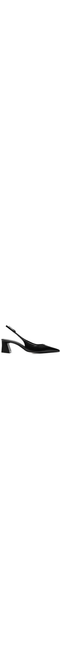 Calçado Feminino Slingback Couro Salto Médio Bloco - Preto