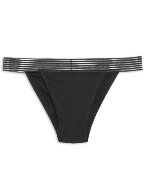 Calcinha Absorvente Tanga Fluxo Leve – Preto