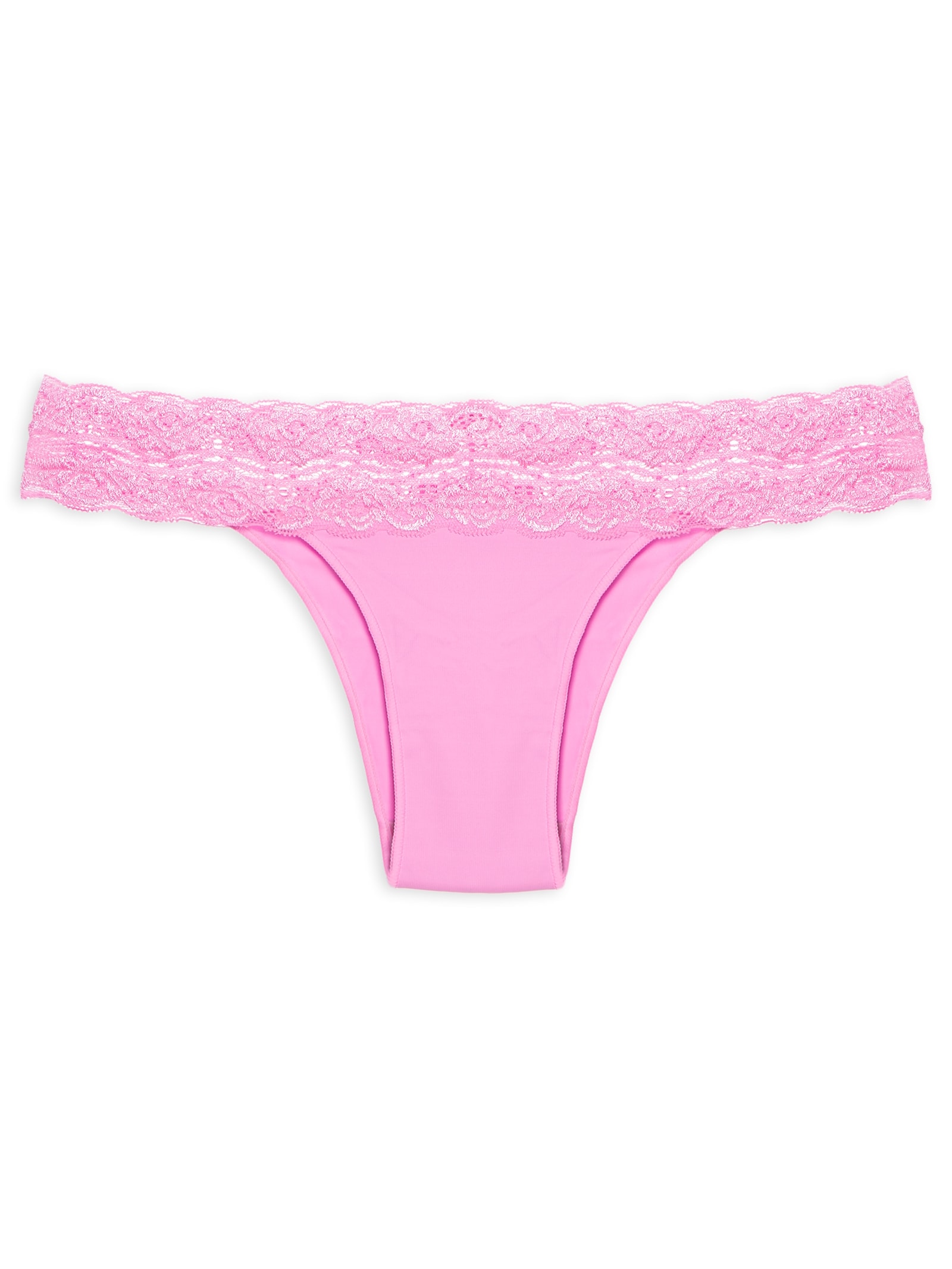 Calcinha Biquini Acabamento Invisível Em Microfibra Com Cós Em Renda Rosa Hope