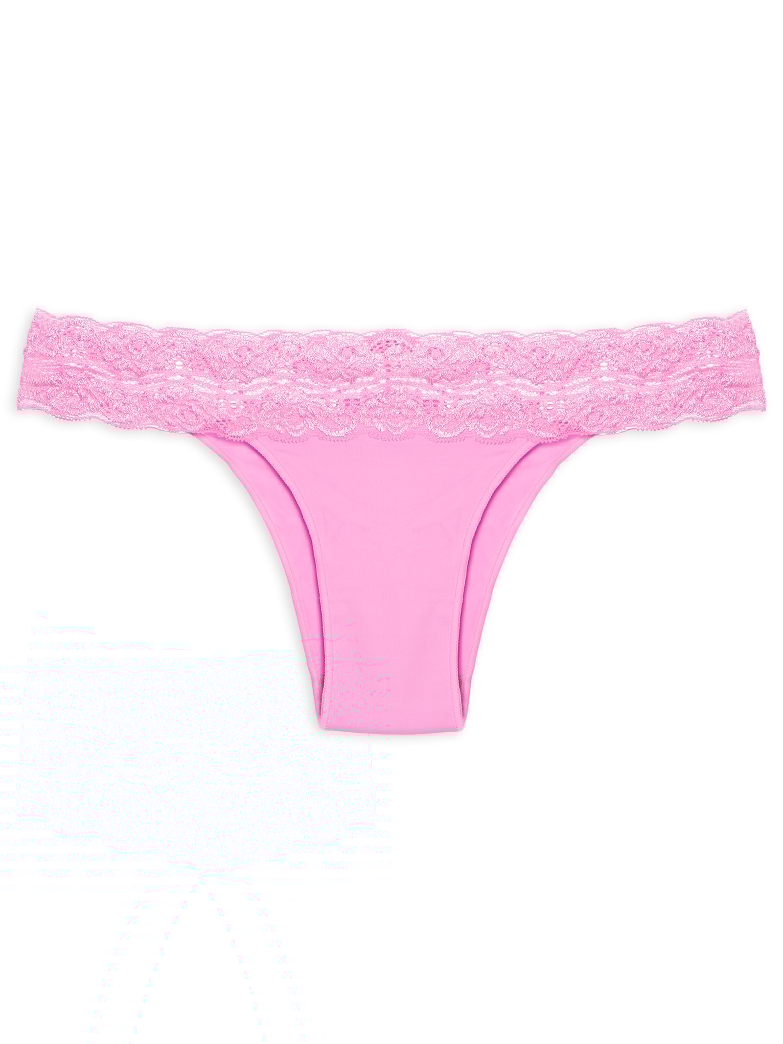 Calcinha Biquini Acabamento Invisível Em Microfibra Com Cós Em Renda Rosa Hope