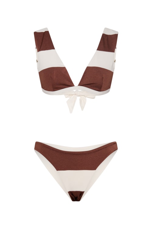 calcinha biquíni Hot Pant Marinière – Cappuccino