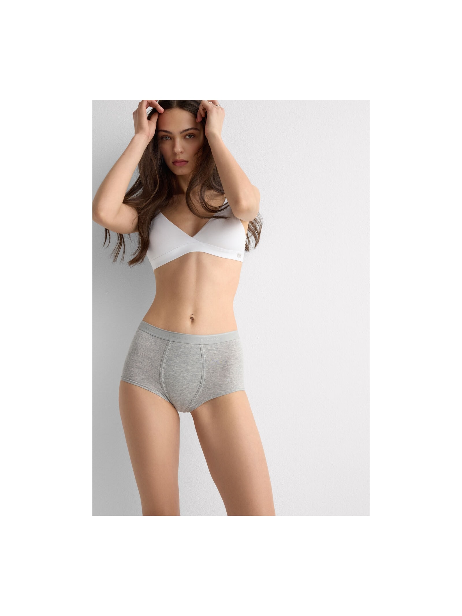 Calcinha Boyshort Em Algodão Natural Cinza Intimissimi
