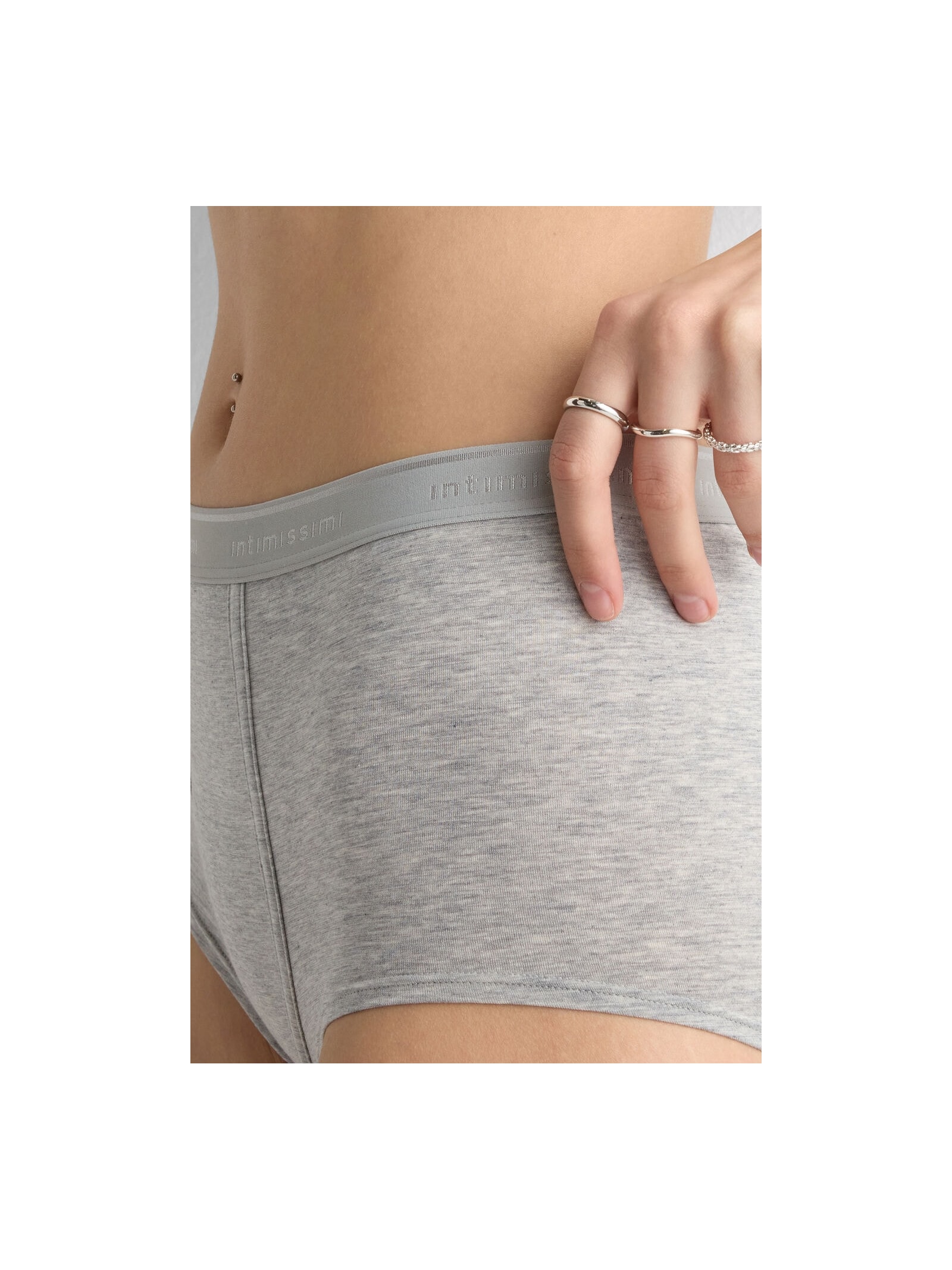 Calcinha Boyshort Em Algodão Natural Cinza Intimissimi