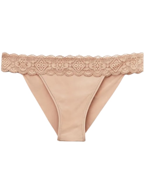 Calcinha Brasileira Carioca Em Renda e Microfibra – Bege