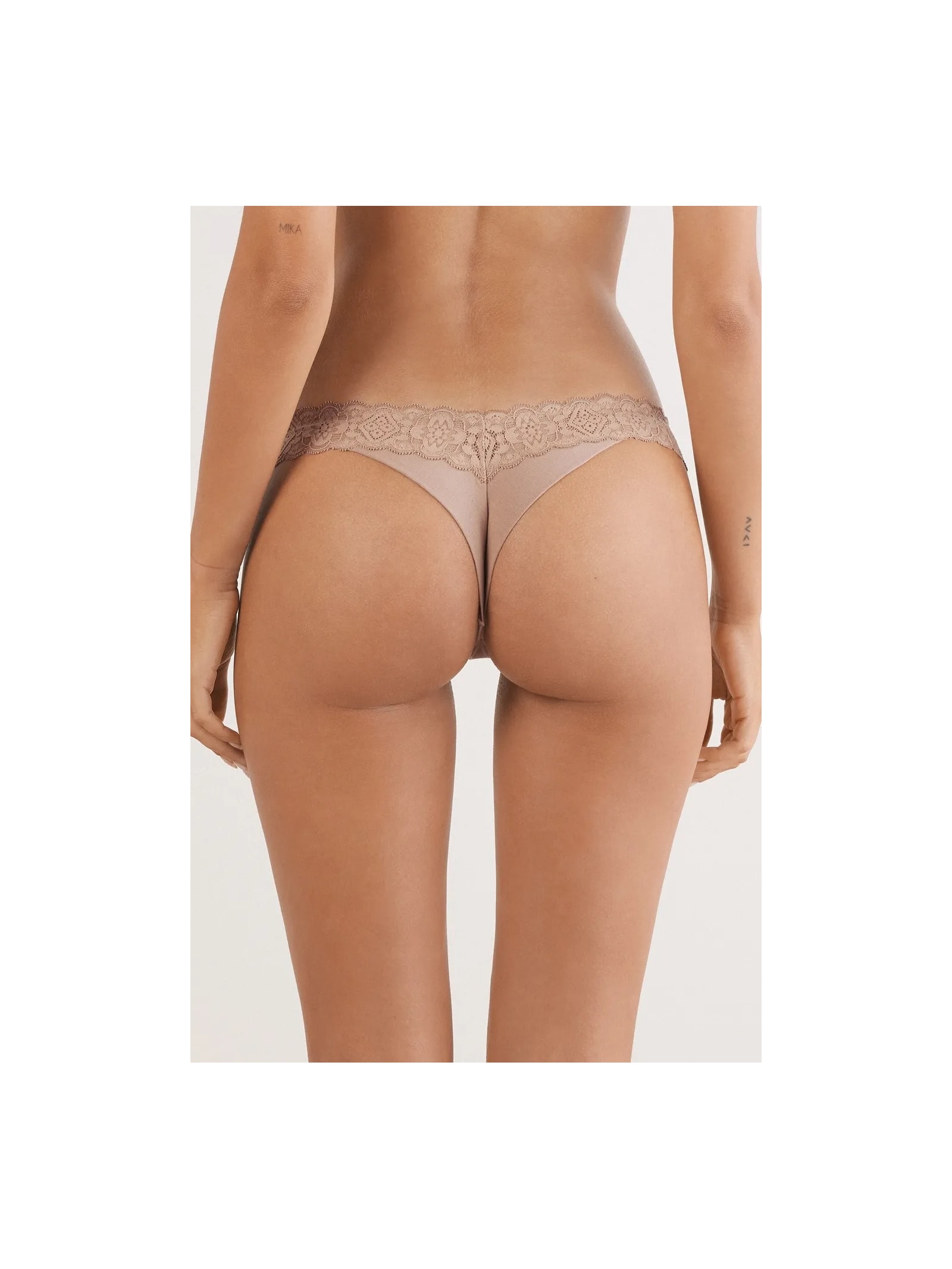 Calcinha Brasileira De Algodão e Renda Bege Intimissimi