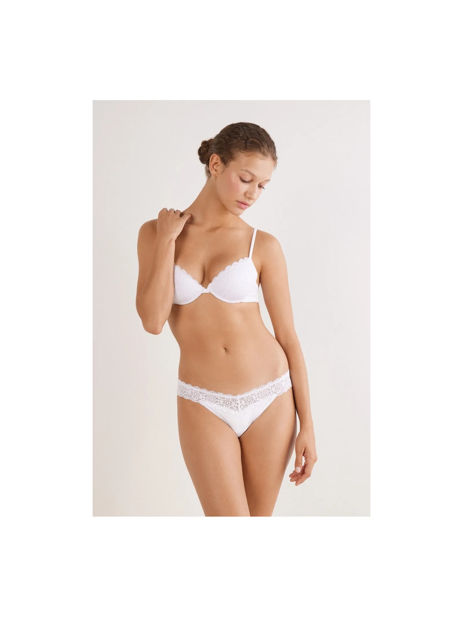 Calcinha Brasileira De Algodão e Renda Branco Intimissimi