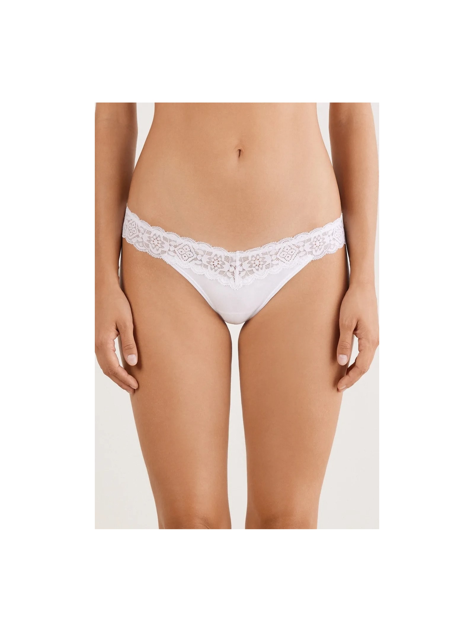 Calcinha Brasileira De Algodão e Renda Branco Intimissimi