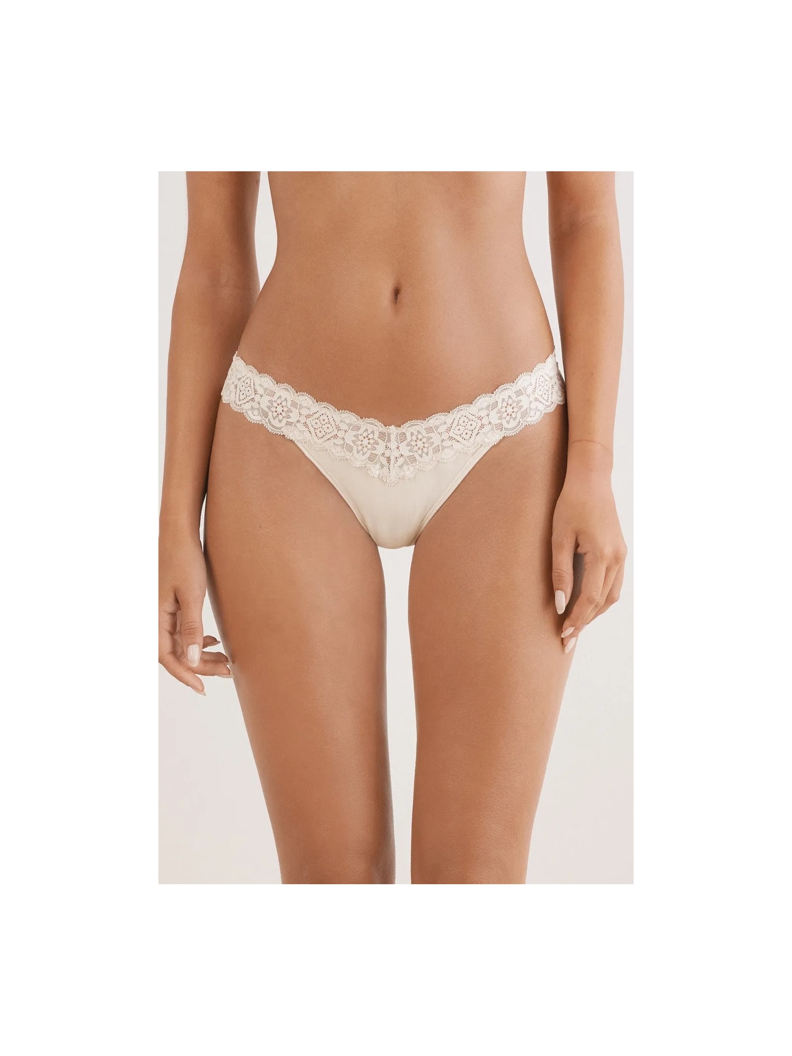 Calcinha Brasileira De Algodão e Renda Off-White Intimissimi