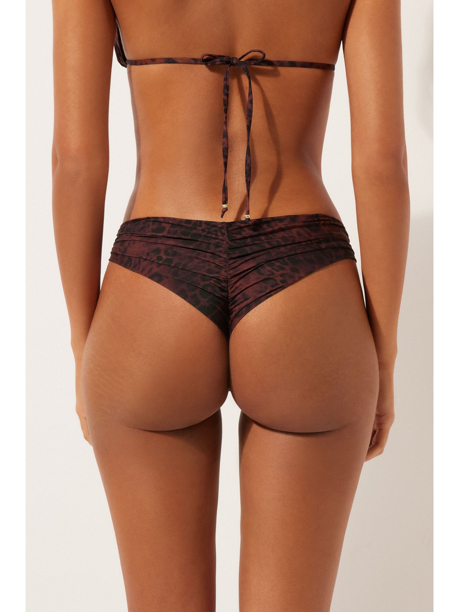 Calcinha Brasileira De Biquíni Dark Animalier Marrom Calzedonia