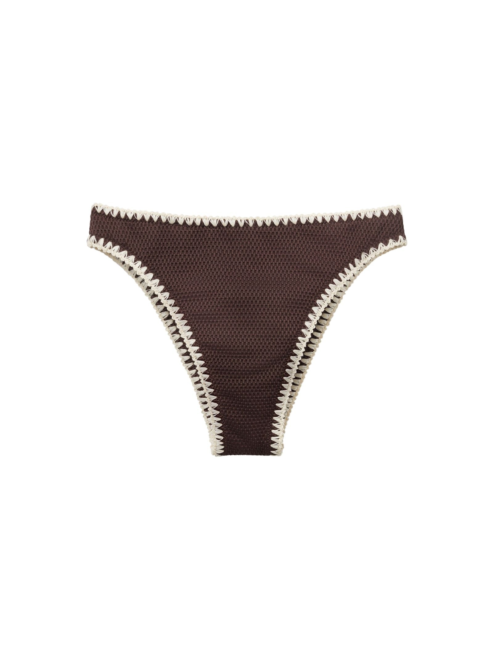 Calcinha Brasileira De Cintura Alta Bicolor Embroidery Marrom Calzedonia