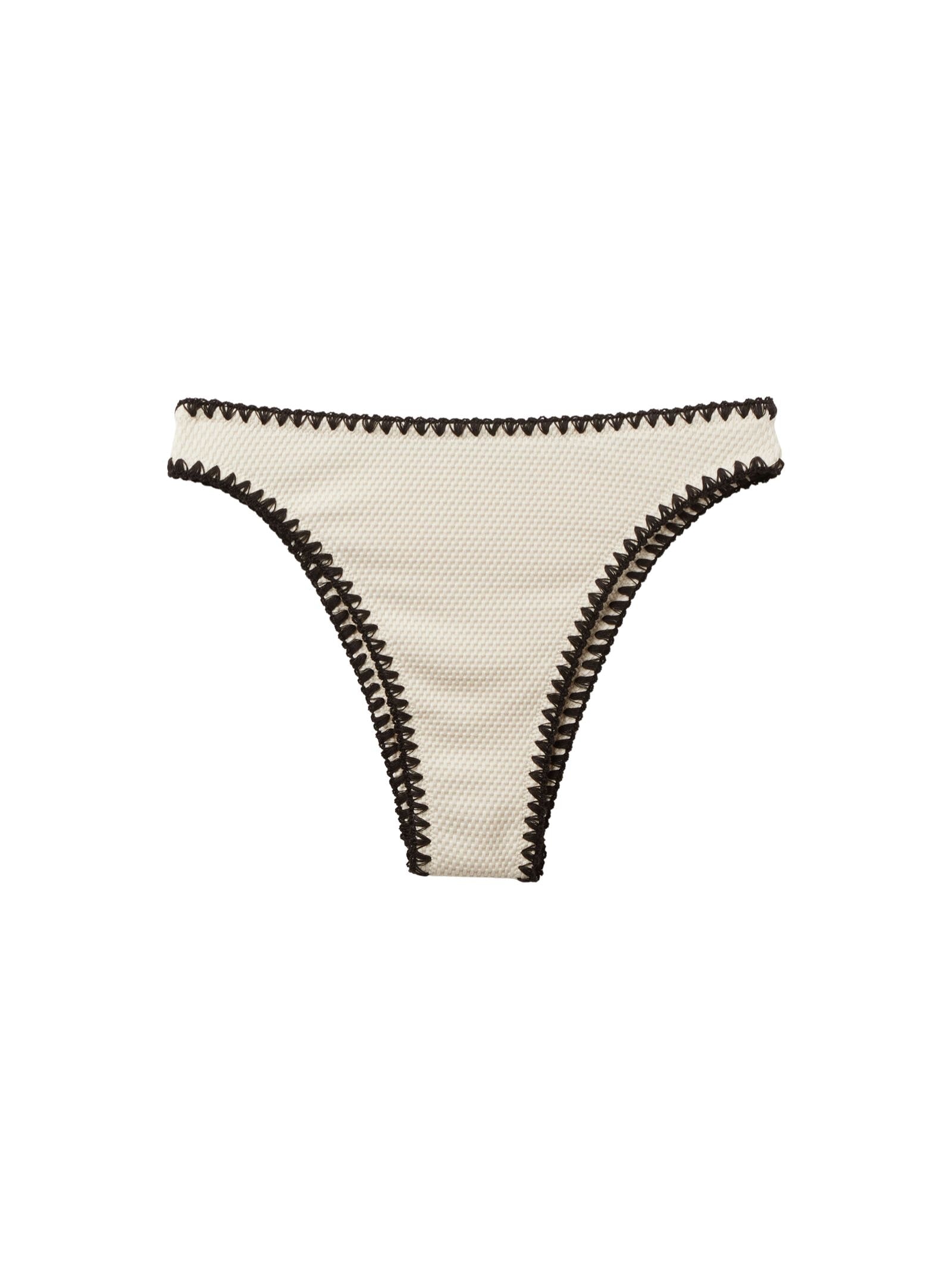 Calcinha Brasileira De Cintura Alta Bicolor Embroidery Off-White Calzedonia