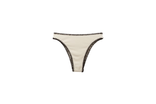 Calcinha Brasileira De Cintura Alta Bicolor Embroidery - Off-White