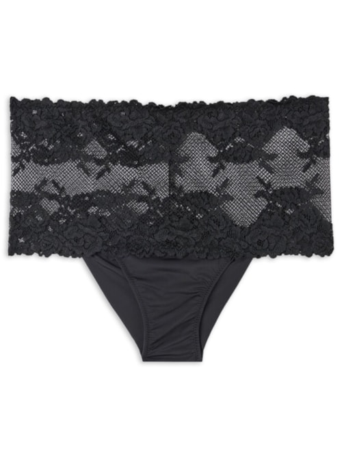 Calcinha Brasileira De Cintura Alta Pretty Flowers – Preto