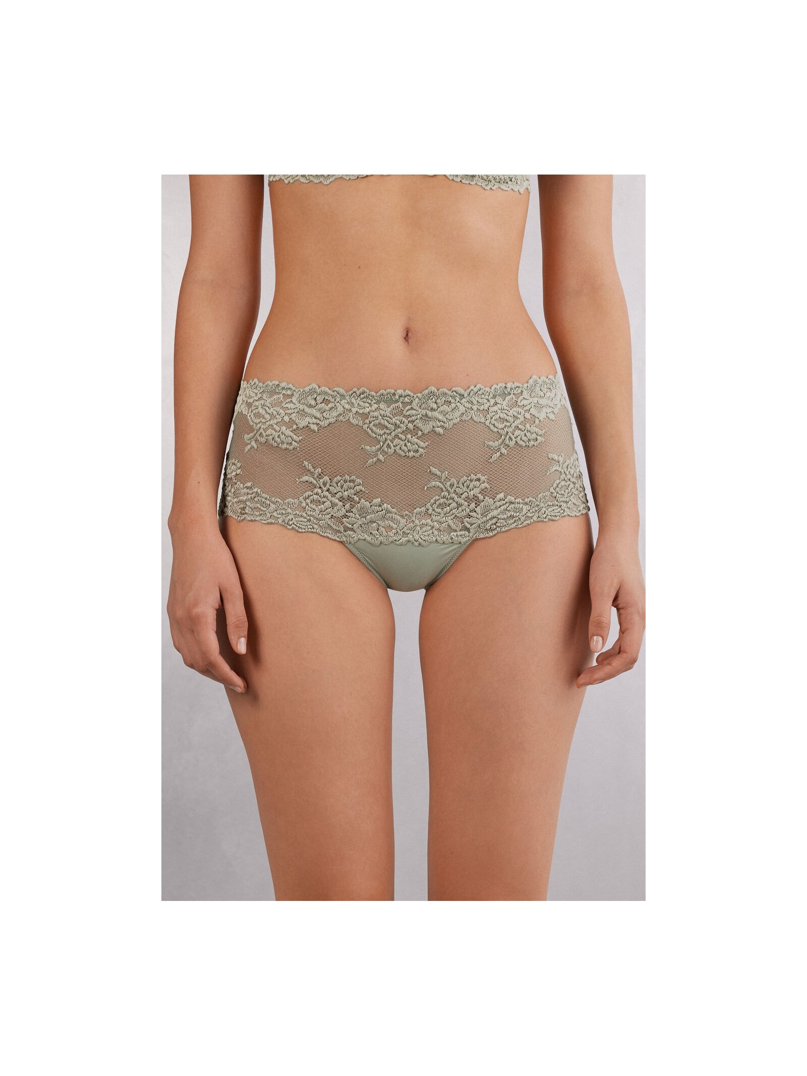 Calcinha Brasileira De Cintura Alta Pretty Flowers Verde Intimissimi