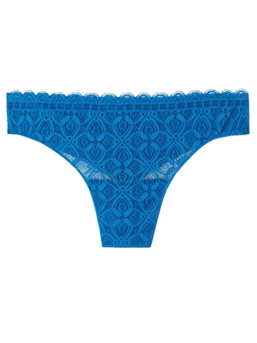 Calcinha Brasileira Em Renda e Microfibra - Azul