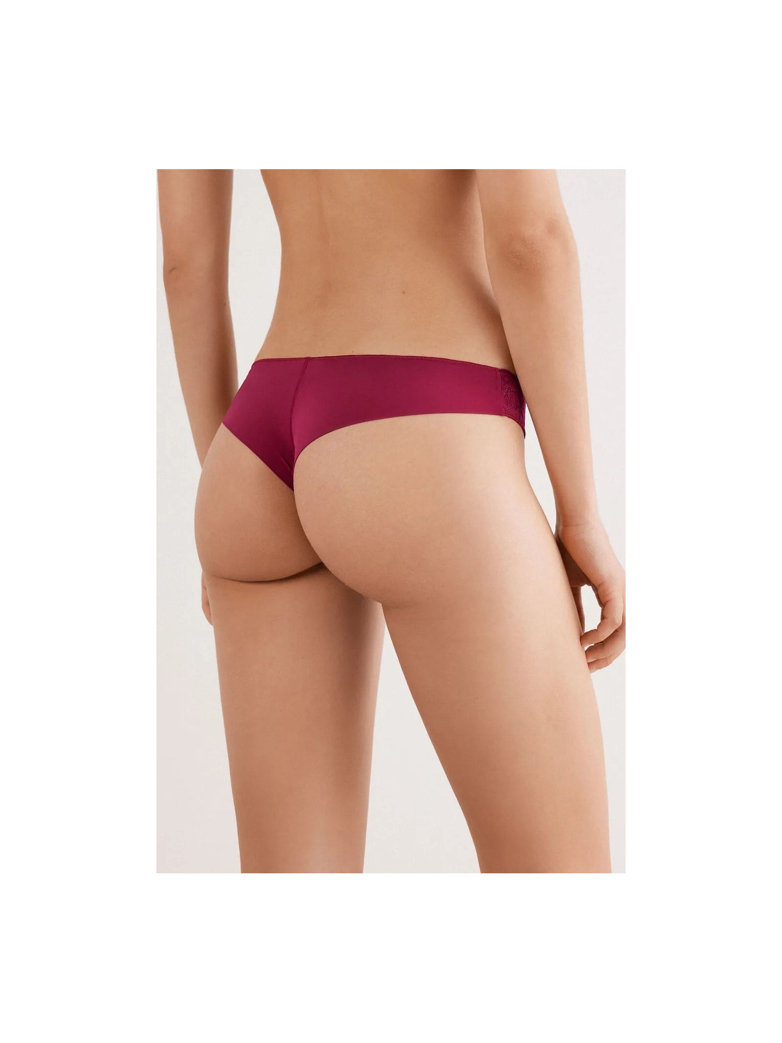 Calcinha Brasileira Em Renda e Microfibra Bordô Intimissimi