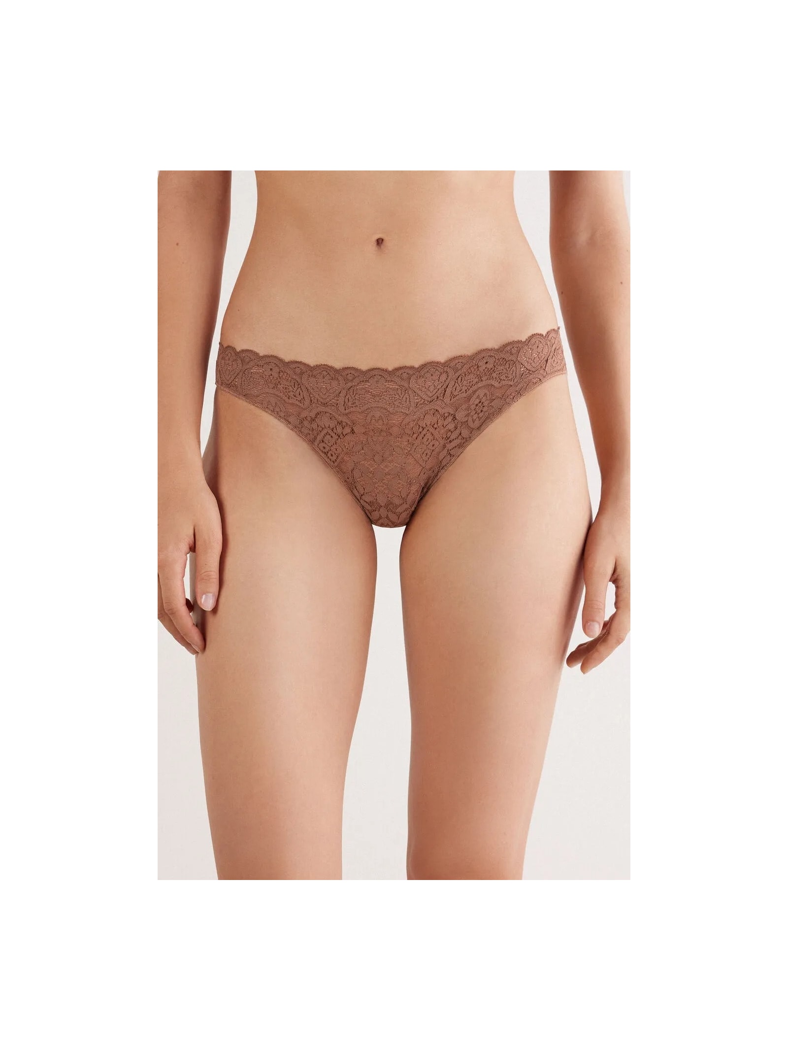 Calcinha Brasileira Em Renda e Microfibra Marrom Intimissimi