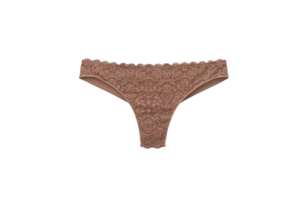 Calcinha Brasileira Em Renda e Microfibra - Marrom