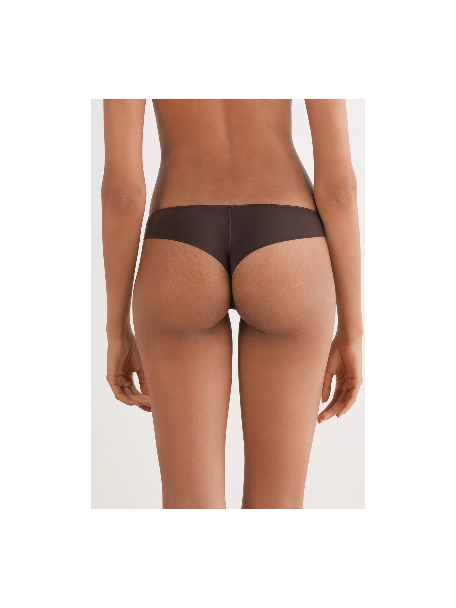 Calcinha Brasileira Em Renda e Microfibra Marrom Intimissimi