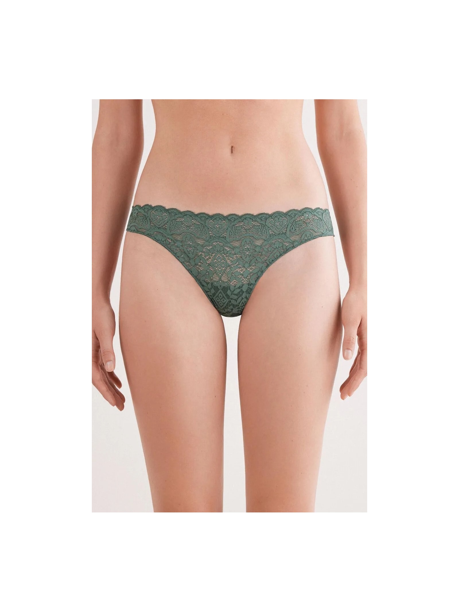 Calcinha Brasileira Em Renda e Microfibra Verde Intimissimi