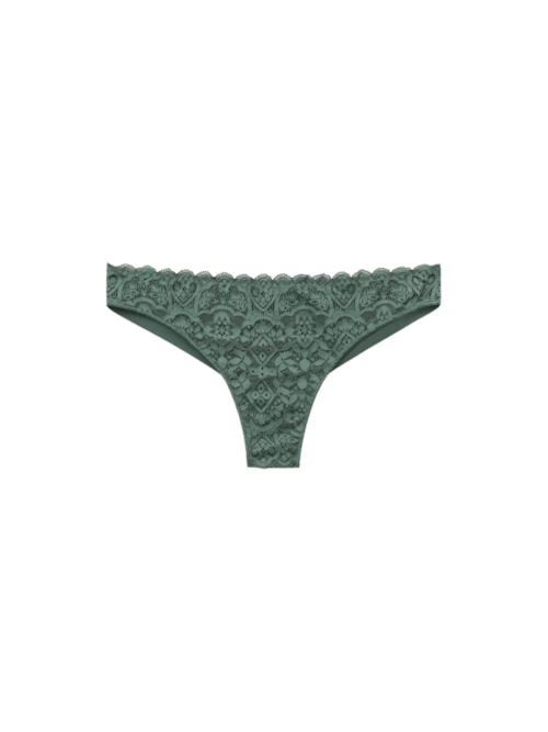 Calcinha Brasileira Em Renda e Microfibra - Verde