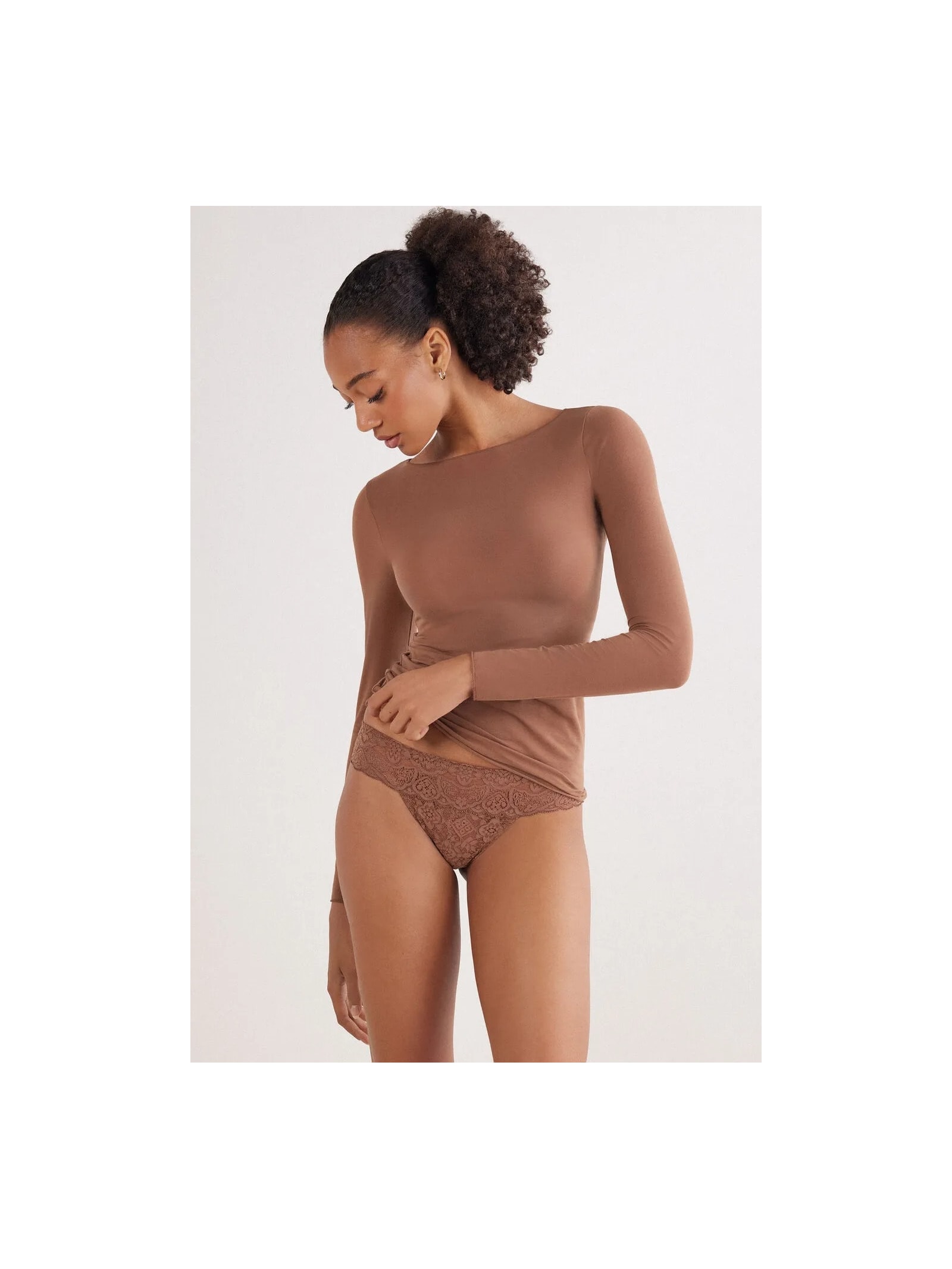 Calcinha Brasileira Em Renda Marrom Intimissimi