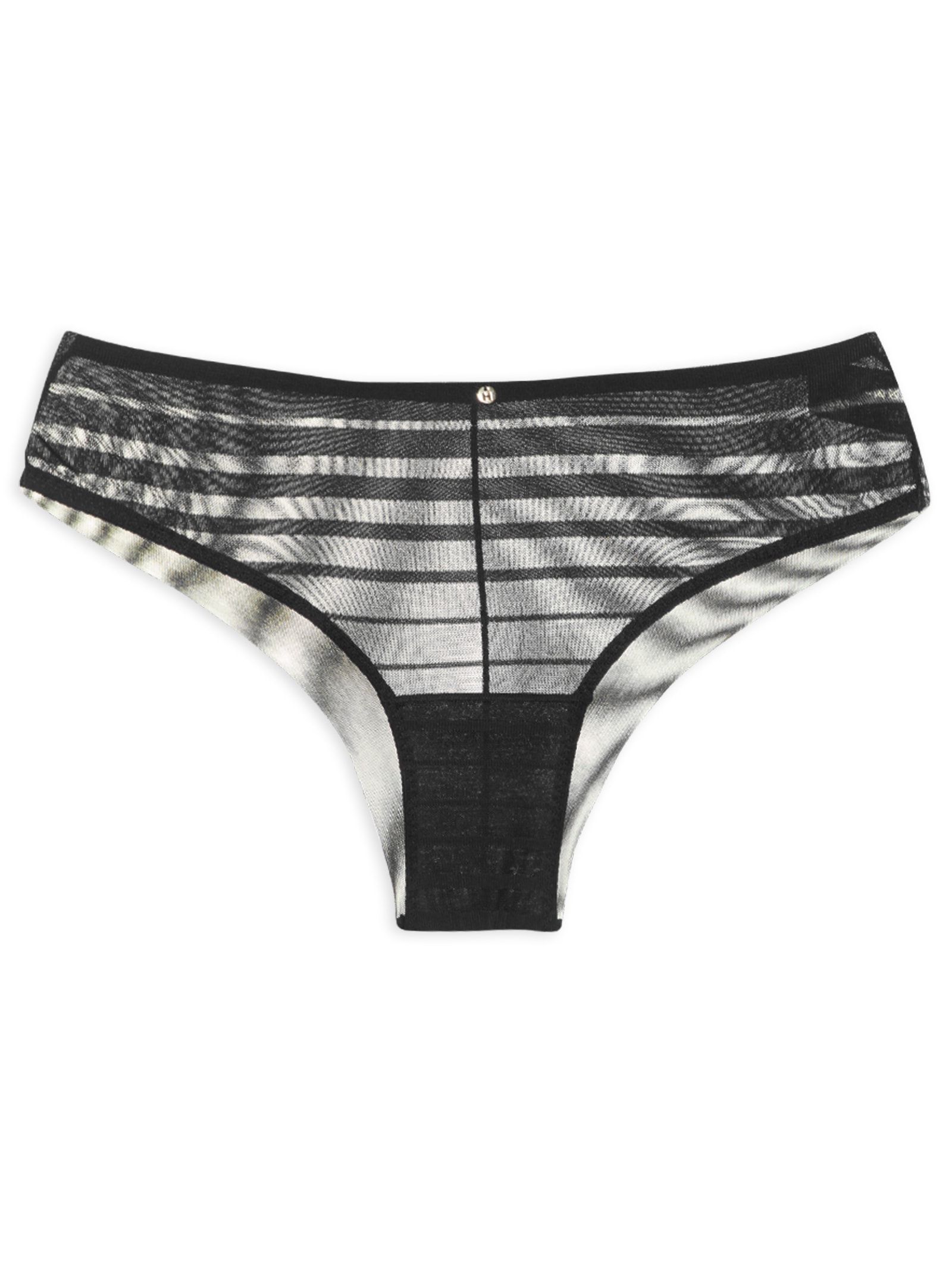 Calcinha Cintura Alta Em Tule Listrado Preto Hope
