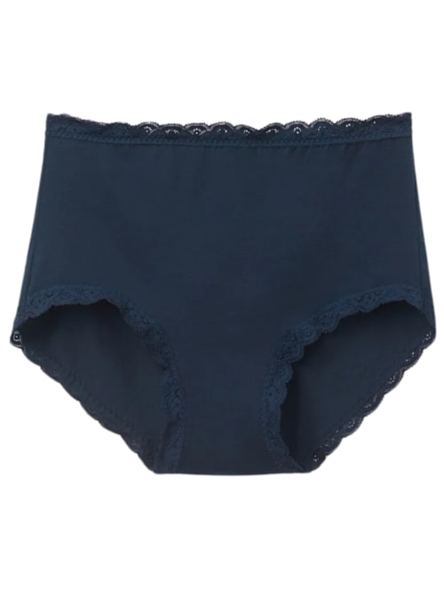 Calcinha Cullote Em Algodão e Renda – Azul