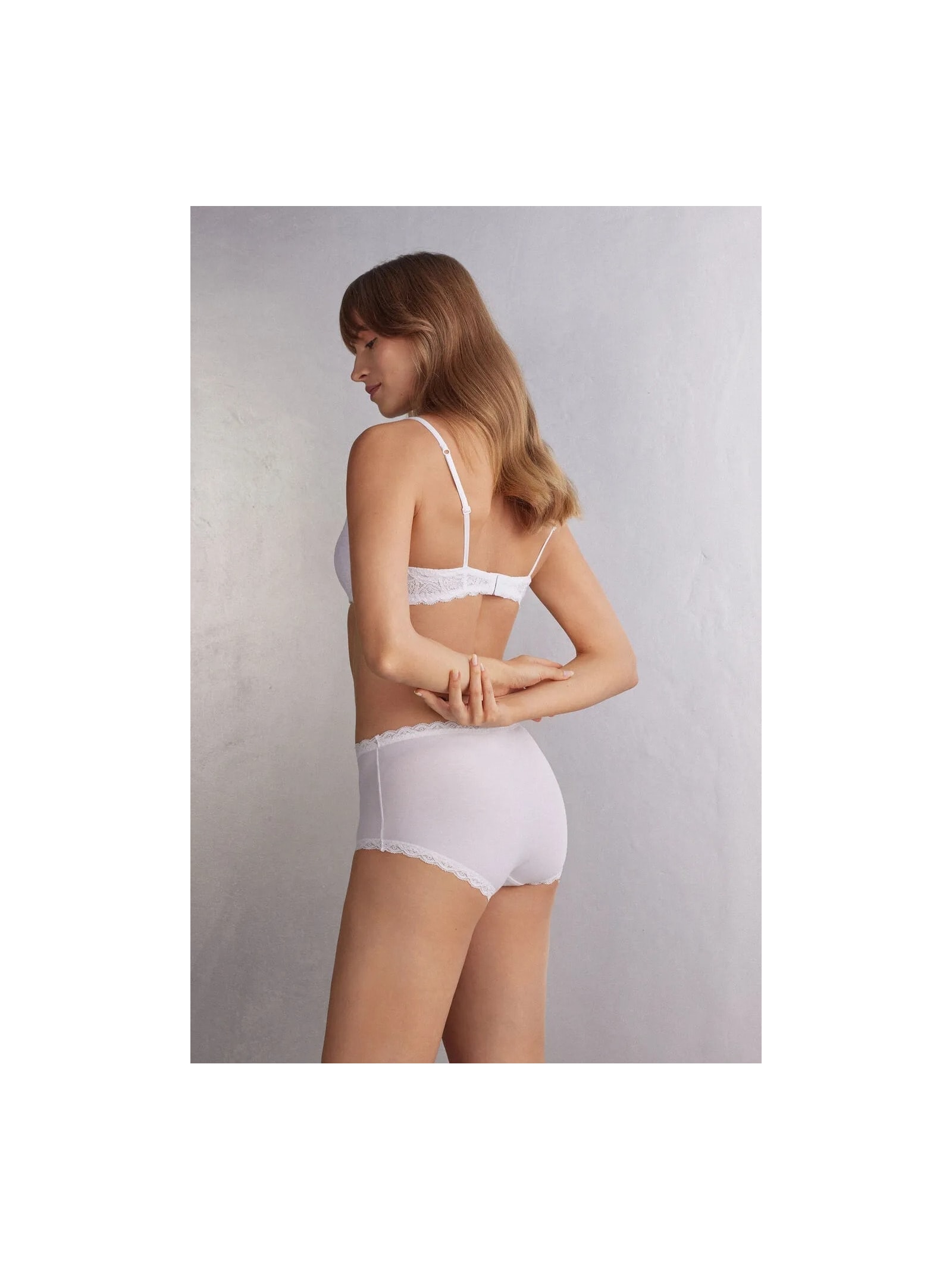 Calcinha Cullote Em Algodão e Renda Branco Intimissimi