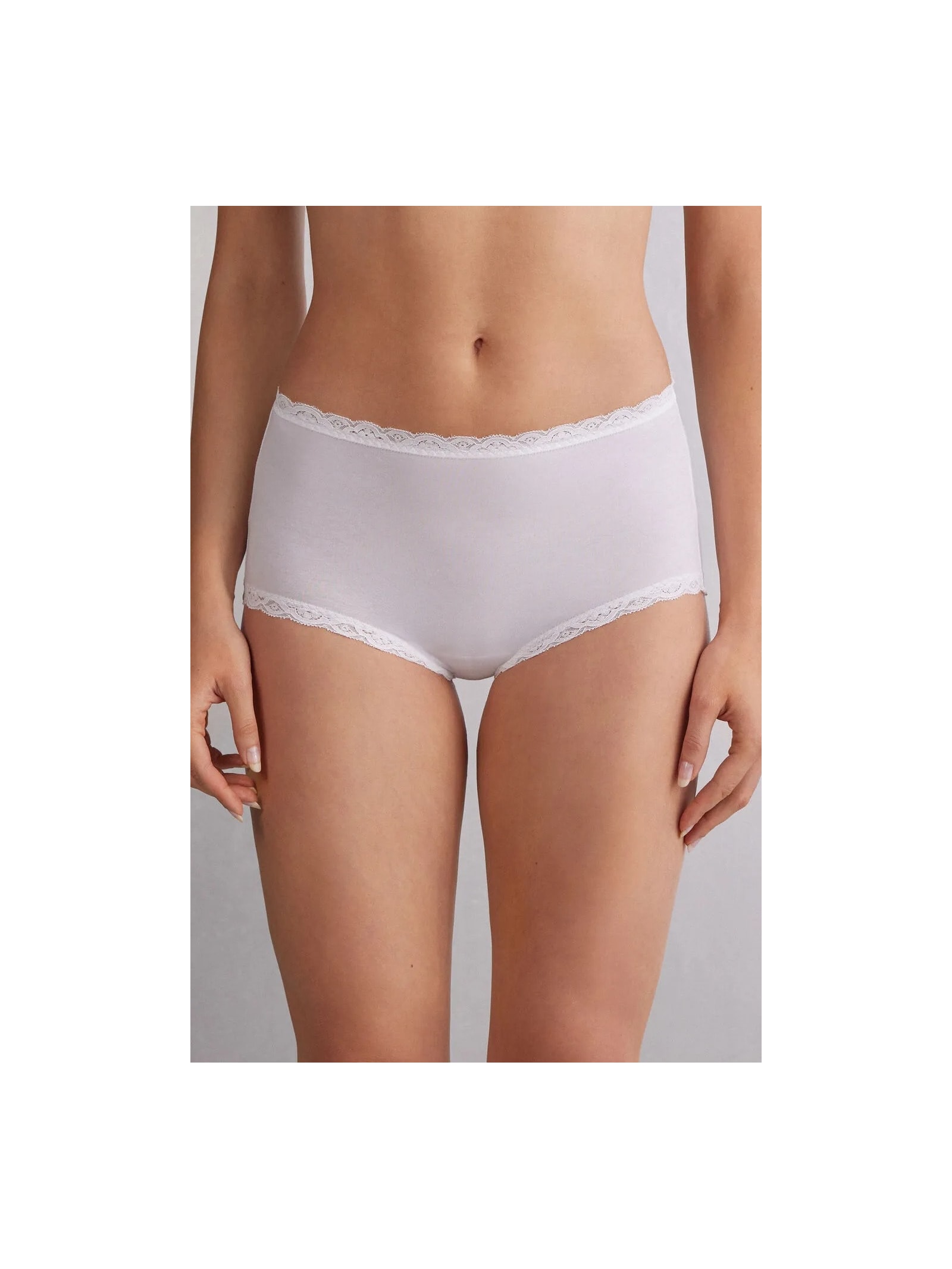 Calcinha Cullote Em Algodão e Renda Branco Intimissimi