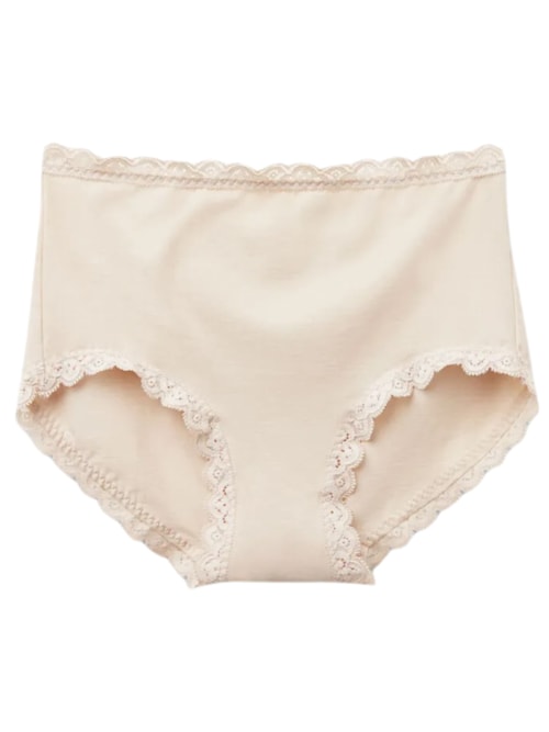 Calcinha Cullote Em Algodão e Renda – Off-White